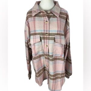 🩵 6/$15 Mattel Barbie Plaid Shirt in Pink and Brown